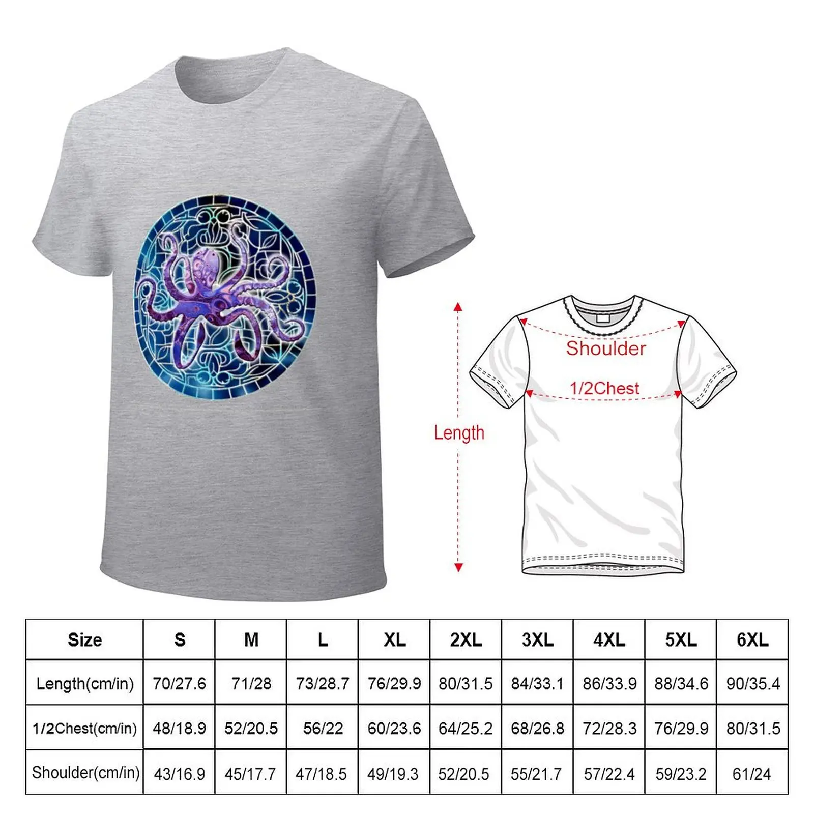 Deep Sea Mandala With Octopus T-shirt vintage vintage clothes graphics black t shirts for men