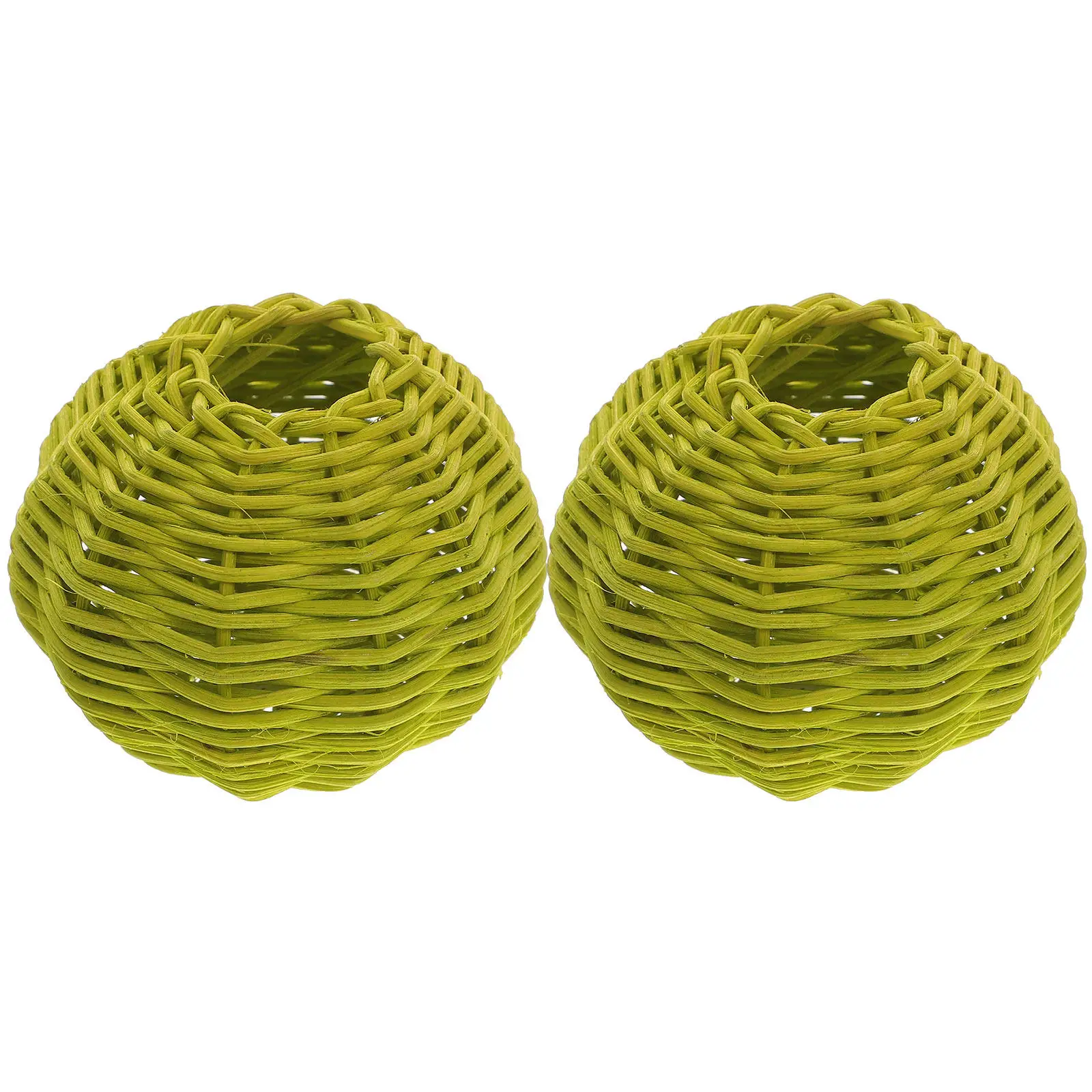 2Pcs Rattan Woven Lampshade Rustic Lamp Shade Home Decor Lamp Cover Elegant Light Cover for Living Room Bedroom Study
