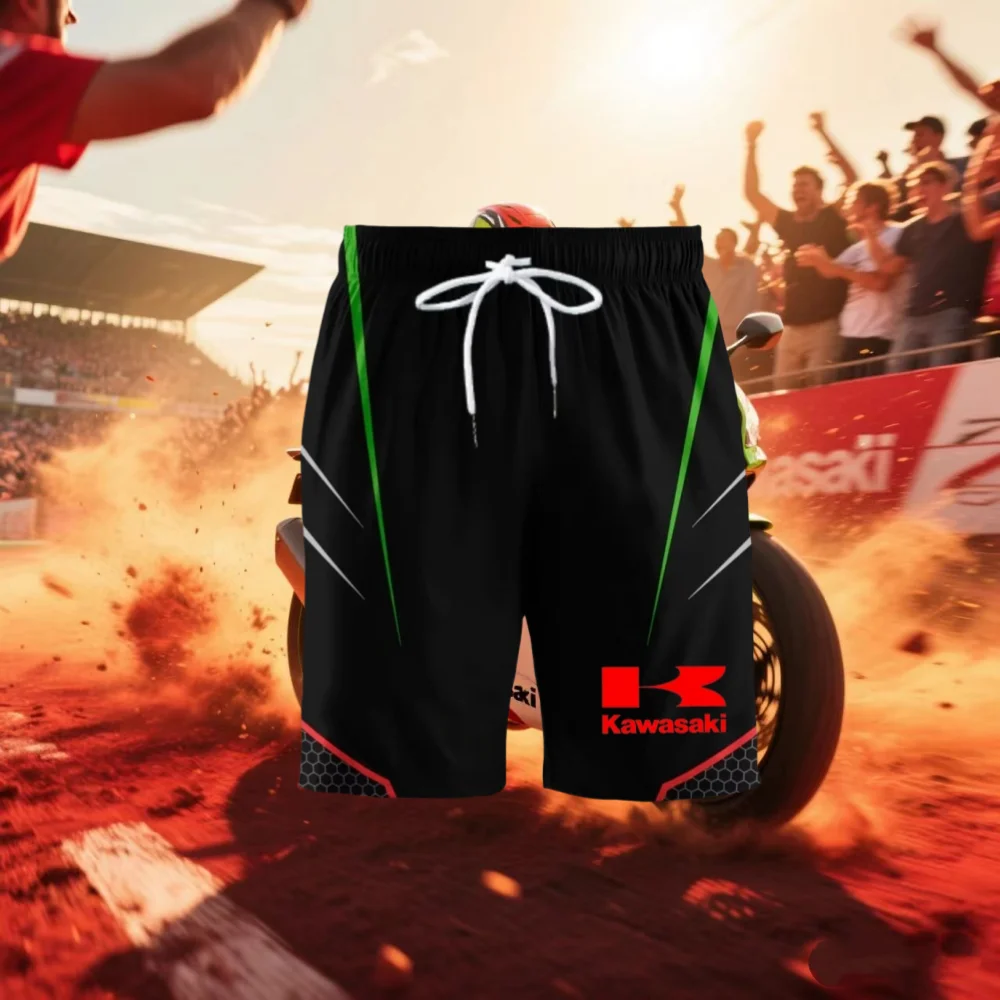 

Kawasaki Summer Popular 3D Printed Quick Drying Breathable Motorcycle Shorts and Off-road Motorcycle Sports Shorts