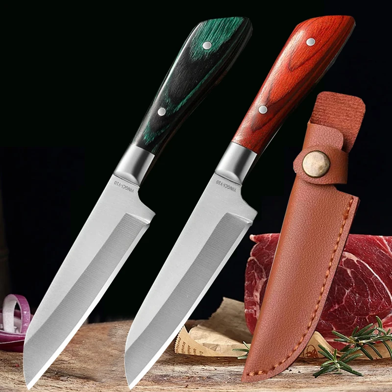 

Stainless Steel Paring Fruit Knife Household Vegetable Slicing Knife Sharp Butcher Boning Knife Meat Cleaver with Cover