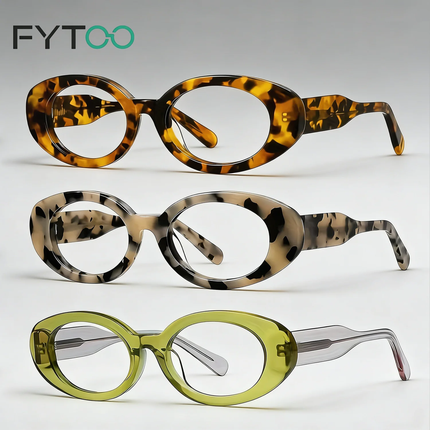

Оправа для очков FYTOO из ацетата, женская, винтажная, в форме кошачьего глаза, корейская мода, черепахово-зеленая, модель 1502