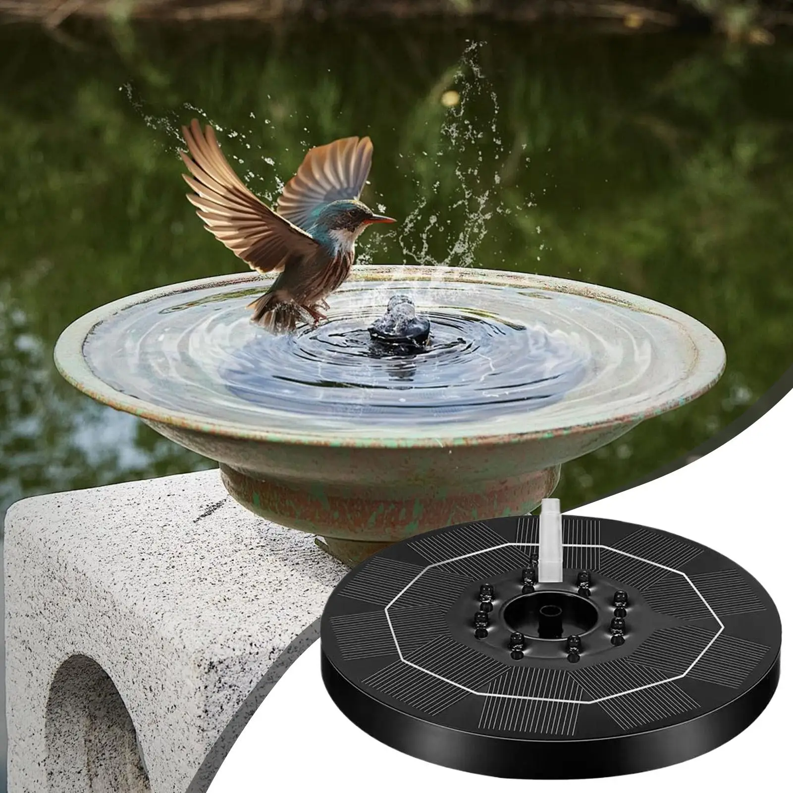 Fountain Pump Solar Adjustable Light Up 6 Nozzles Outdoor Birdbath Fountain Pump For Yard Patio Balcony Lawn Pond Park Decor - view 4