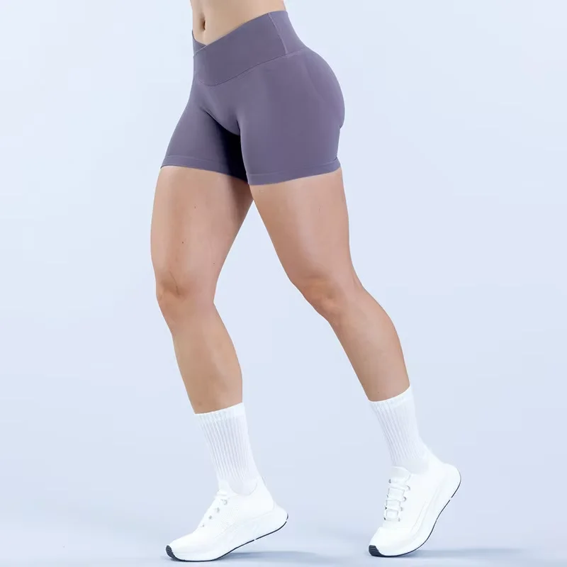 Women's High Elastic V Cut Seamless Scrunch Back Fitness Running Yoga Shorts Skinny Style Plus Sports Wear Custom Reversible