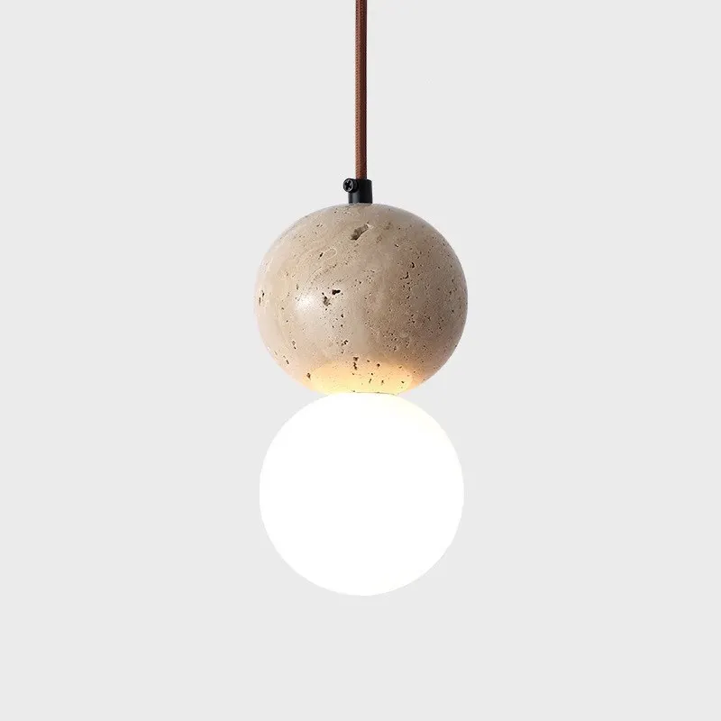 

Wabi Sabi Style Yellow Cave Stone Pendant Lamp Nordic Cream Style Restaurant Lights Bar Counter Bedroom Bedside Home Lighting