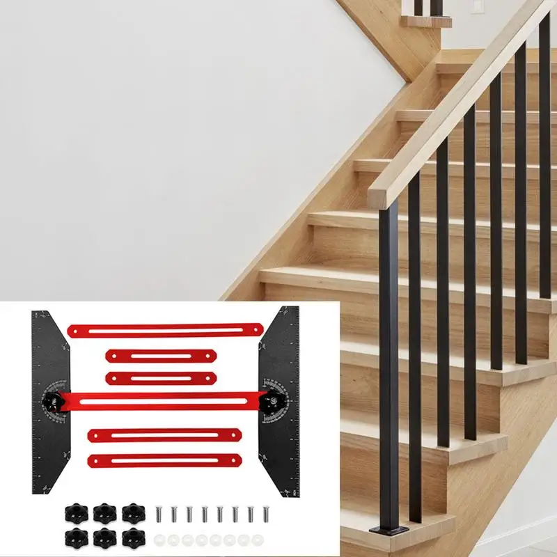 Imagem -04 - Stair Tread Template Tool Box Prateleira Ajustável Ferramenta Scribe Operar Facilmente Jig Measuring Diy