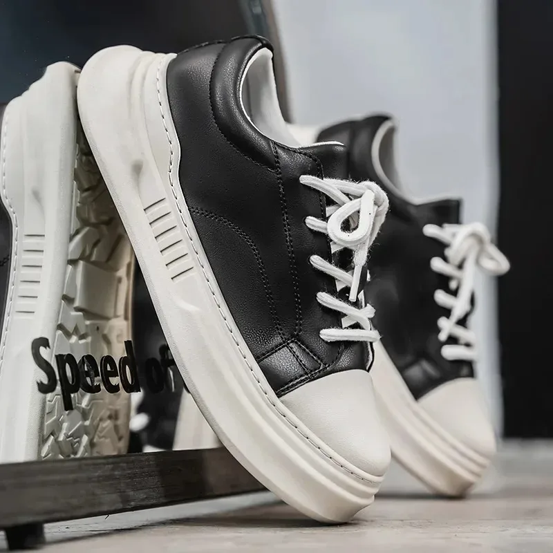 

Мужская повседневная спортивная обувь, износостойкие кроссовки с толстой подошвой и широкой стопой, весенний стиль, водонепроницаемые кроссовки из синтетической кожи