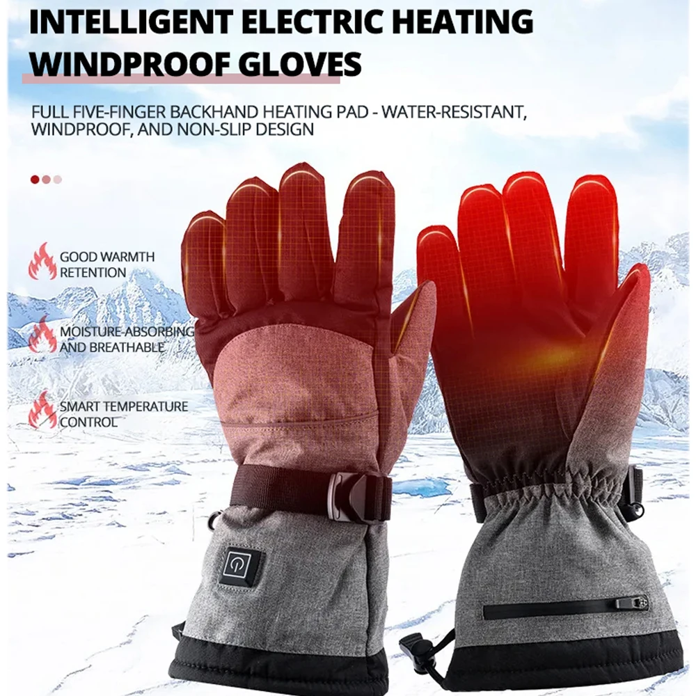 

Winter Electric Heated Gloves Motorcycle Heated Gloves Touch Screen Skiing Gloves Waterproof Rechargeable Heating Thermal Gloves