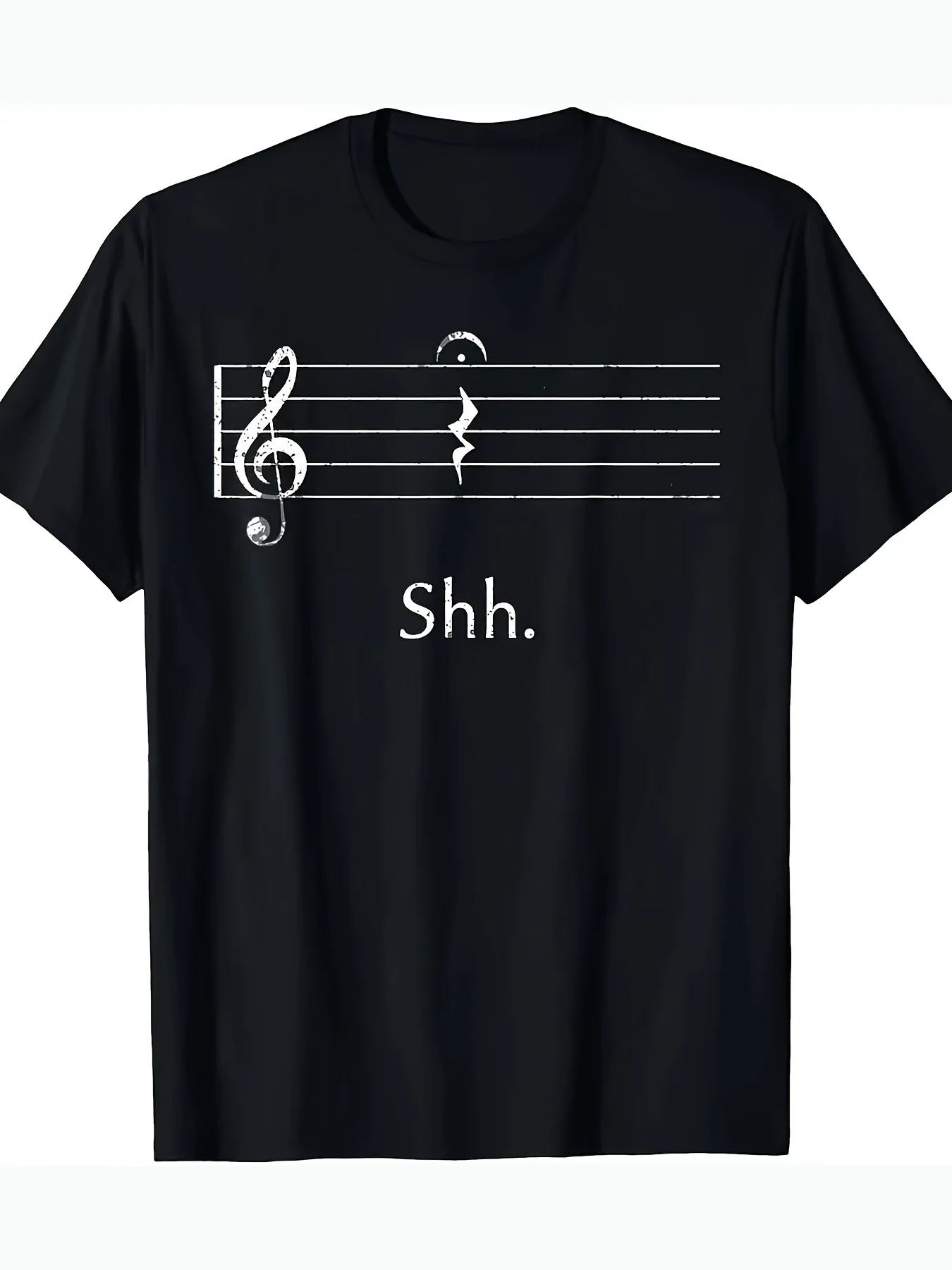 

Shh Music Quarter Rest T-Shirt Graphic Tee Casual Loose Short Sleeve Cotton Tee for Musicians