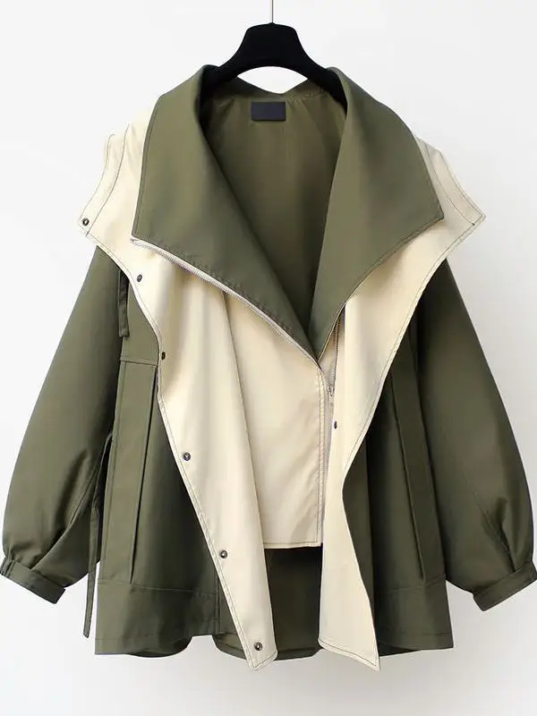 

Women's Medium to Long Workwear Jaet Korean Sle Commute Polyester Fabric oulder Width Loose Long Sve Coat