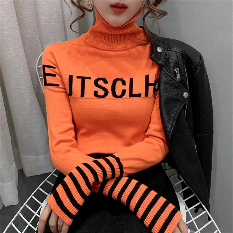 

Women High-Neck Sweater Autumn Winter New Slimming Knitwear Layering Long Sleeve Pullover Knit Top Fairy Grunge Tops Mujer