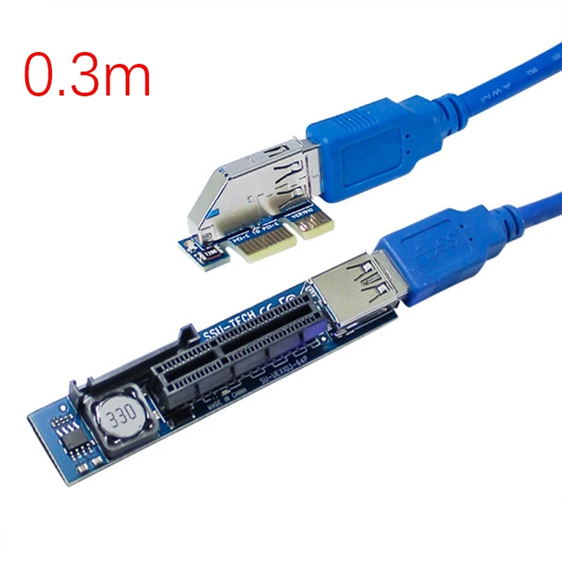 Add on Card PCI-E Riser PCIE PCI-Express X1 to X4 Riser PCI E Riser Card Extend Adapter with 30CM USB3.0 Extension Cable