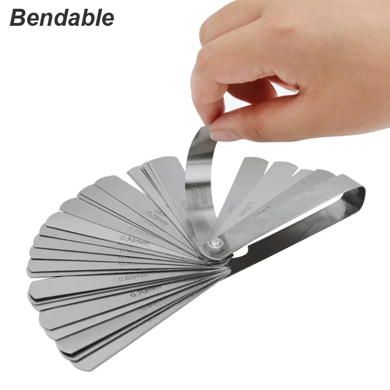 Thickness Feeler Guage 32 Blades Set Metric MM Imperial INCH Straight Gap Measure Tool Valve Calibrator Probe Motorcycle Mold