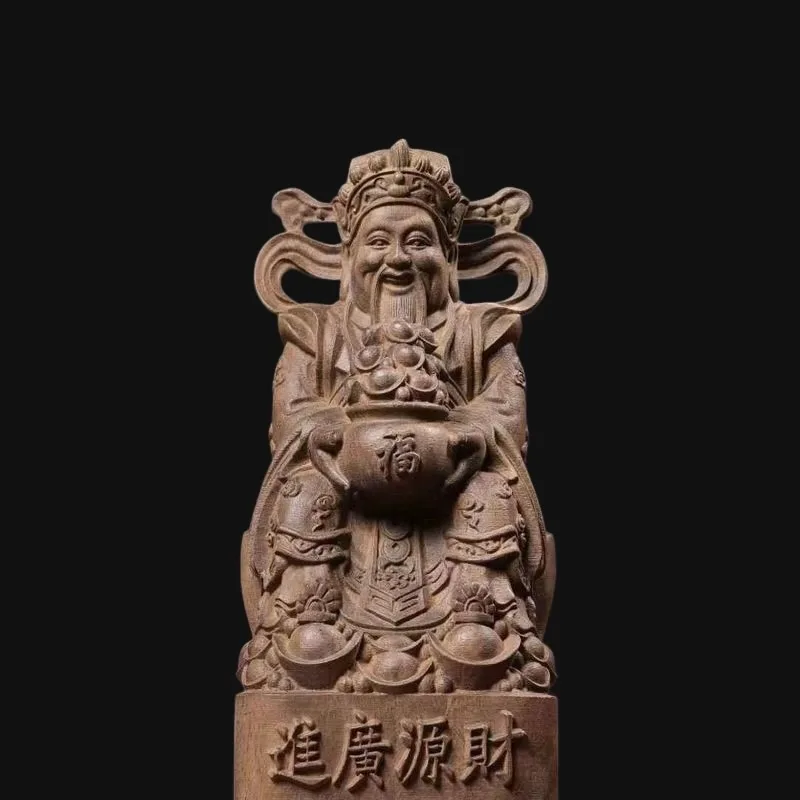 

Резная деревянная статуэтка Бога Богатства - 11,0 дюймов, традиционная китайская фигурка Цайшэнь для фэн-шуй, декор для дома и офиса, символизирующий процветание