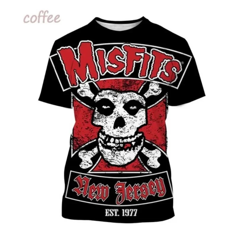 The Misfits Band 3D Print O-Neck Tshirt Men Fashion Tees Casual Summer Short Sleeve Oversized Y2K Harajuku Unisex Tops