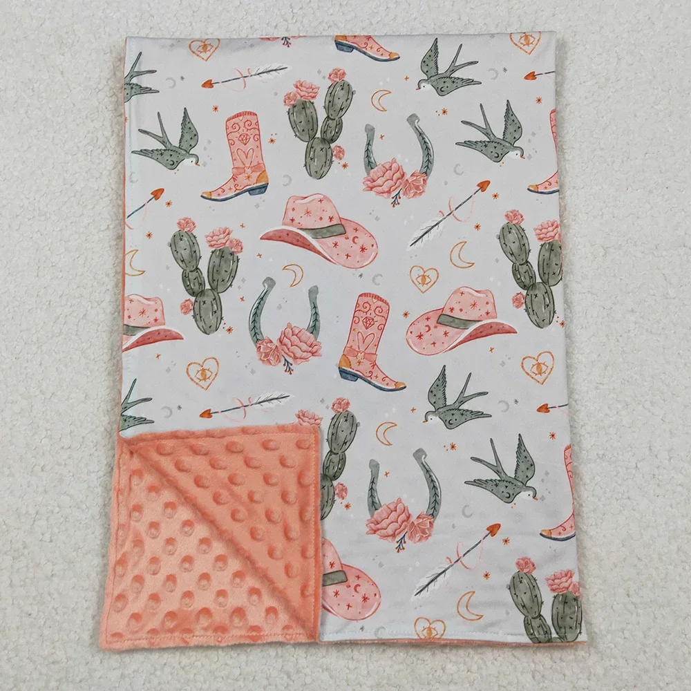 جديد أزياء الطفل الاطفال البطانيات برج السلطة البقرة الغربية الانحناء مينكي البطانيات خريف شتاء بوتيك الأطفال طفل الفتيات البطانيات الساخن