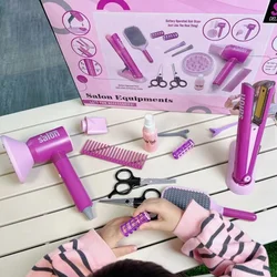 Juego de maquillaje de belleza para niños, secador de pelo de simulación, herramienta de peinado de moda, juego de simulación, juguetes para niños, regalo de casa