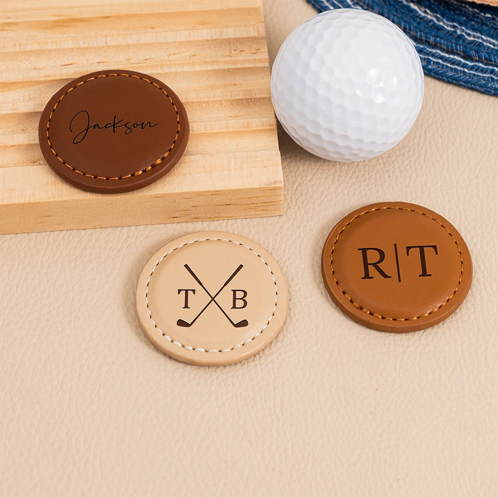 Personalized Groomsmen gifts Custom Golf Ball Marker Golfer for Husband Dad Grandfather Leather Golf Marker Fathers Day Gifts