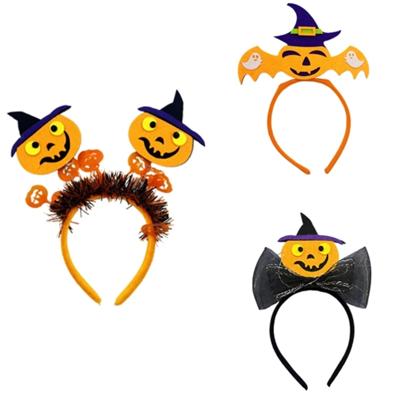 

Spooky Skull Pumpkin Head Hairband Women Wash Face Makeup Skincare Headband for Photography Halloween Hairband