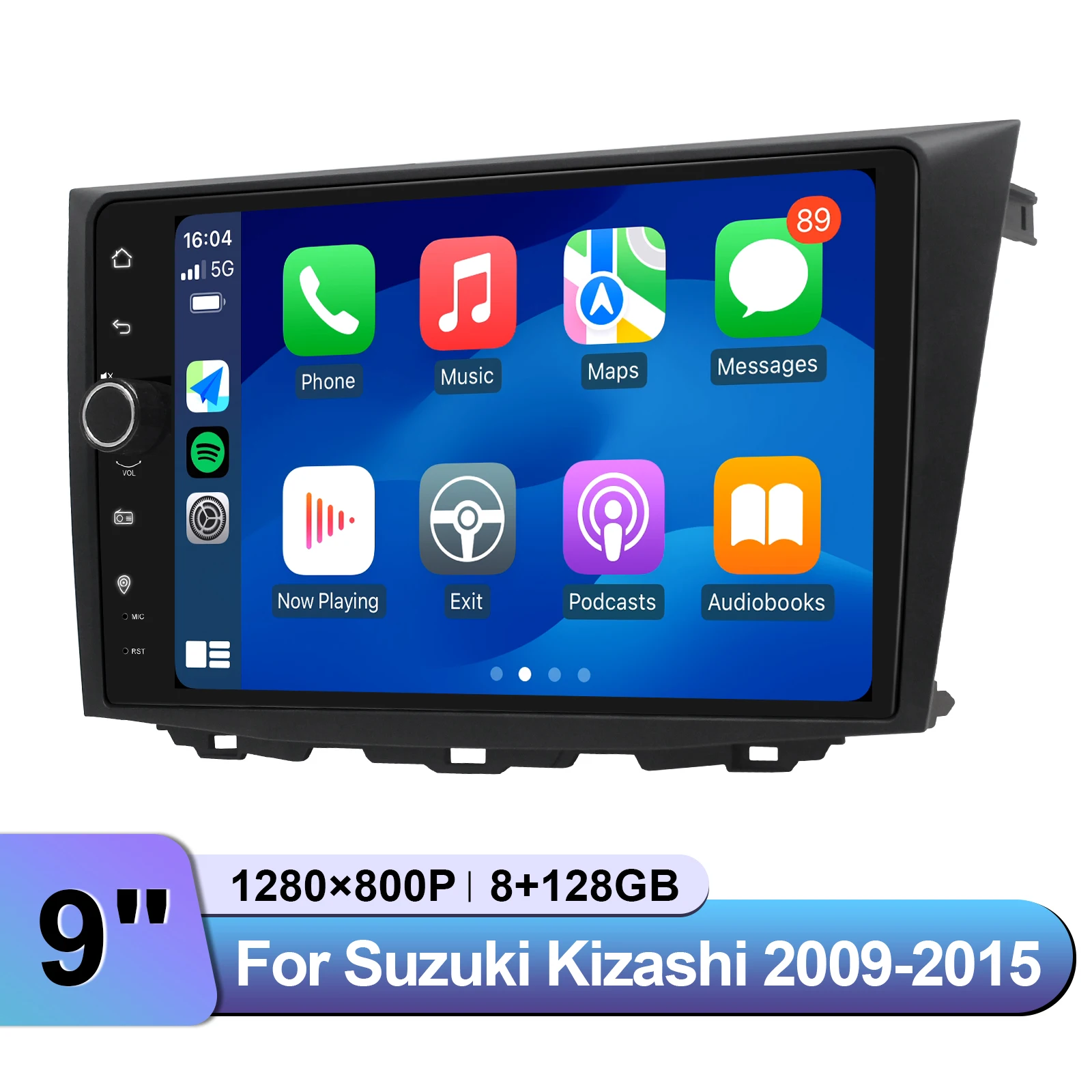 9 بوصة لا قطع راديو السيارة ستيريو لسوزوكي كيزاشي 2009-2015 مشغل وسائط متعددة التوافق المثالي والتركيب السريع #5