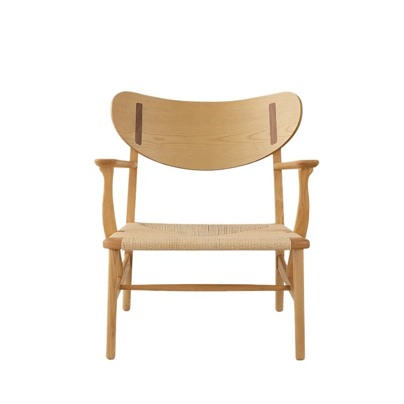 

Simple and casual Nordic classic single chair meeting guests solid wood braided rope