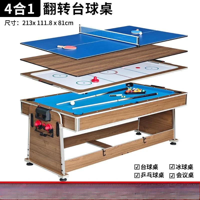 Wood grain solid wood 4 in 1 multi-function table, flip table, pool table/air Ice Hockey table Ping pong table
