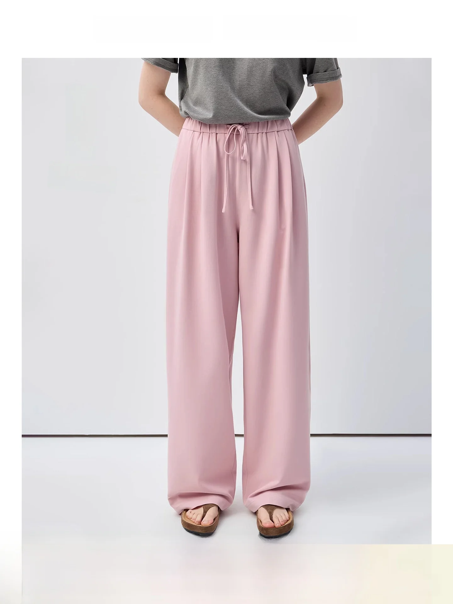 

Rui plus Size Women's Casual Pants Drapey Straight Leg Wide Leg Spring New Sle Micro Plump Mm Pants Versatile High Waist