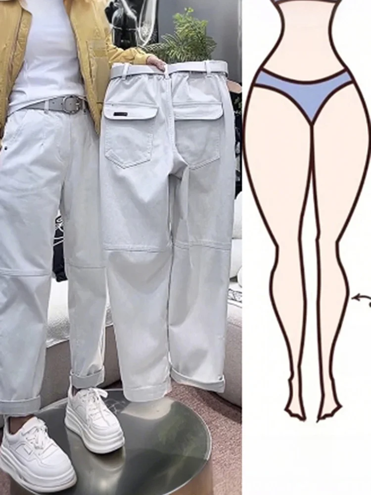 

Unique Loose High Waist Workwear Denim Pants Women's Spring New Sle Casual Straight Leg Trousers Unique Design Sensation