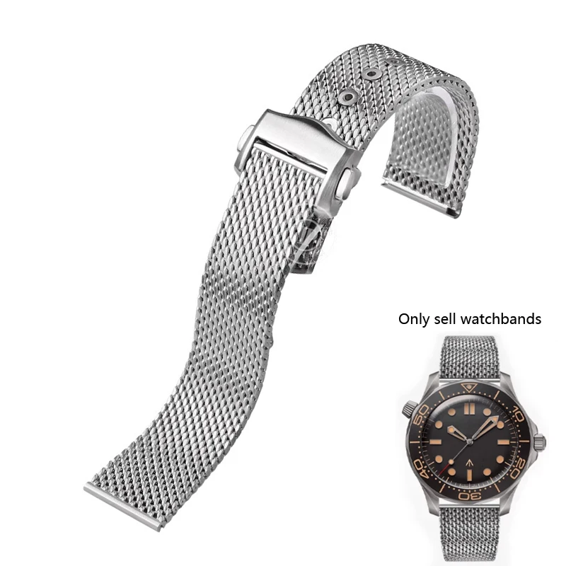 

Высококачественный ремешок-цепочка из титановой стали для Omega 007 Seamaster Diver 300, сменный миланский браслет из нержавеющей стали, 20 мм