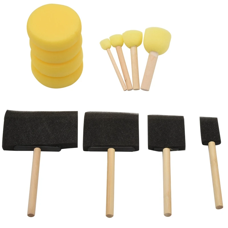 Round Paint Foam Sponge Brush Various Shaped And Sized, Watercolor Sponges For Painting, Craft