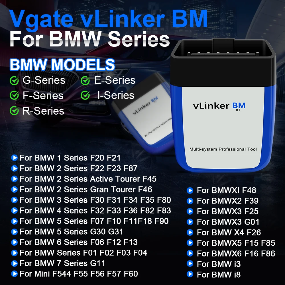 Vgate vLinker BM ELM327 do skanera BMW Wifi Bluetooth 4.0 OBD2 OBD 2 automatyczne narzędzie skanujące diagnostyczny samochodu bimercode wiąz 327