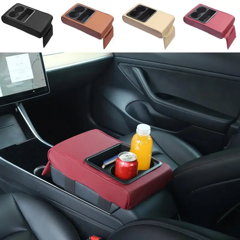 Car Console Covers Comfortable PU Leather Pad For Central Console Waterproof Multifunctional Innovative Easy Installation