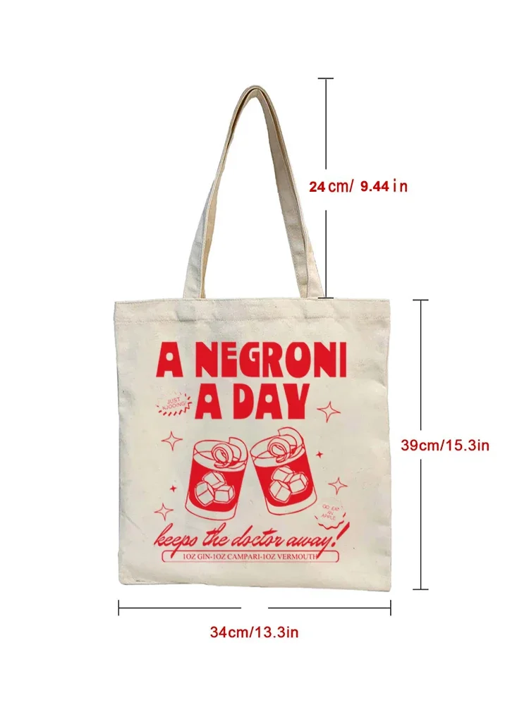 1pc Vintage Negroni Tote Bag Shopping Bag Carrier Bag Vintage Casual Canvas Shoulder Bag Perfect For Outdoors Travel Gift