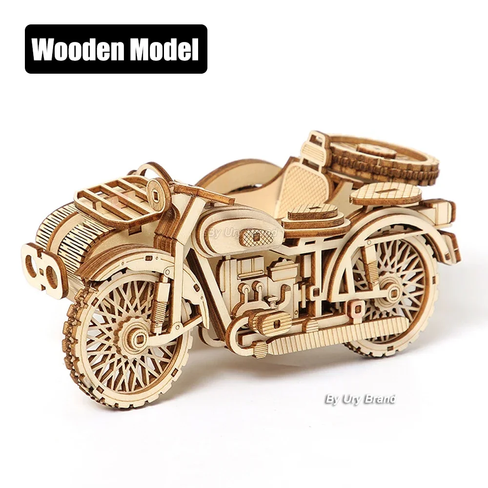 3D Wooden Puzzle Motorboat Three Wheels Motorcycle Jigsaw Child Montessori Educational DIY Models Toys Gift for Adults Boys