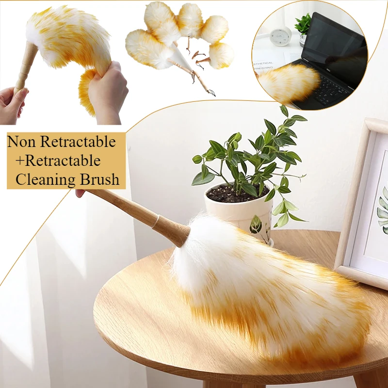 

Dust Brush Household Feather Duster Dusting Cleaning Brush Scalable Wool Duster Brush Anti-static Cleaning Furniture Feather 청소기