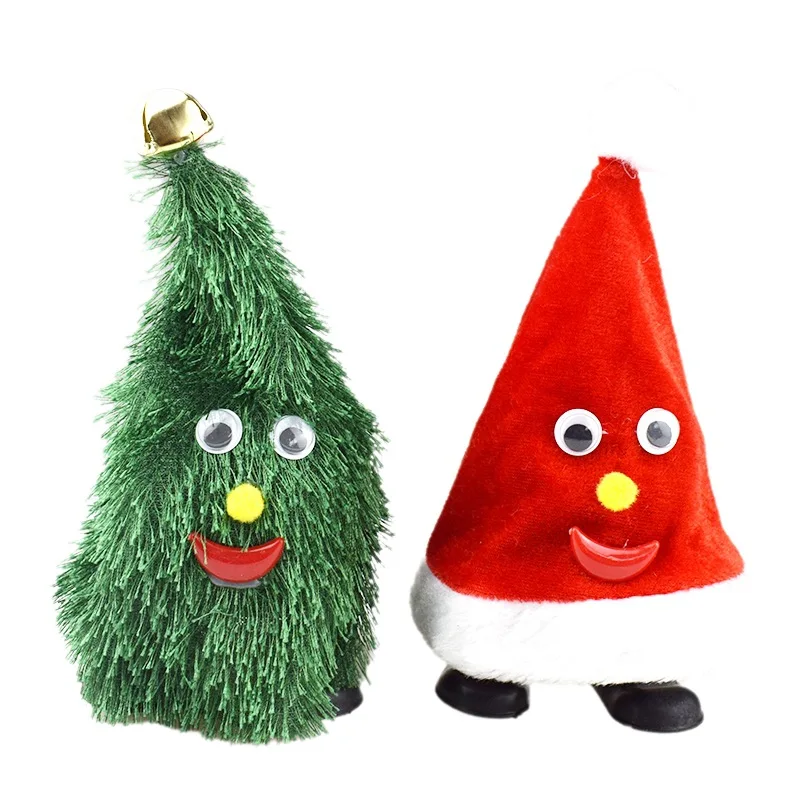 Children's Electric Will Running Christmas Hat Toys Walking Swinging Bell Lights Tree Creative Kids Interaction Hat Toys Gifts