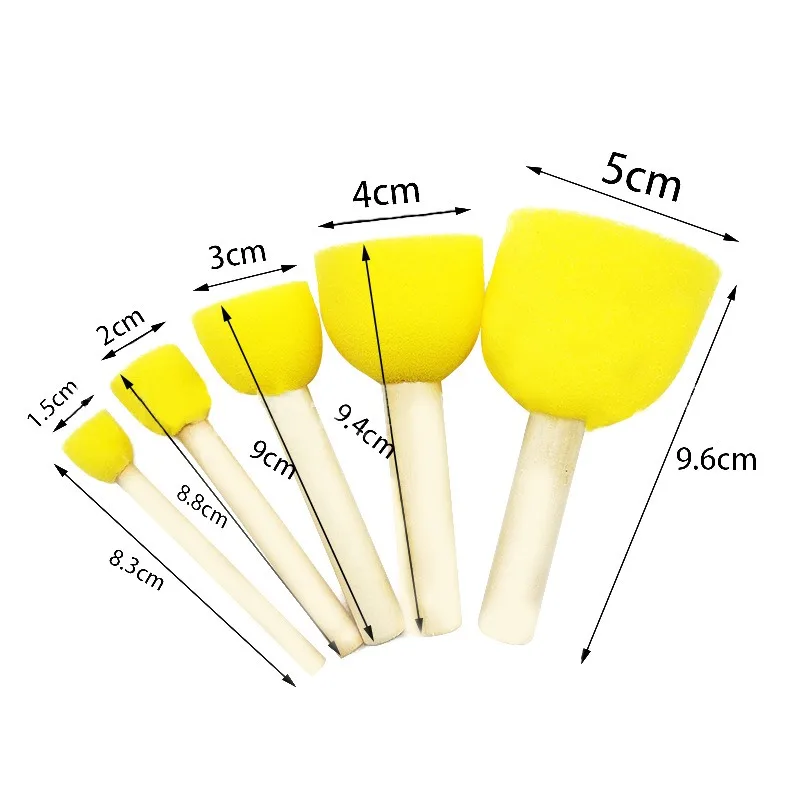 4/5pcs Kid DIY Painting Sponge Brush Wood Handle Paint Graffiti Art Brush Children Paint Educational Craft Creativity Boys Girls