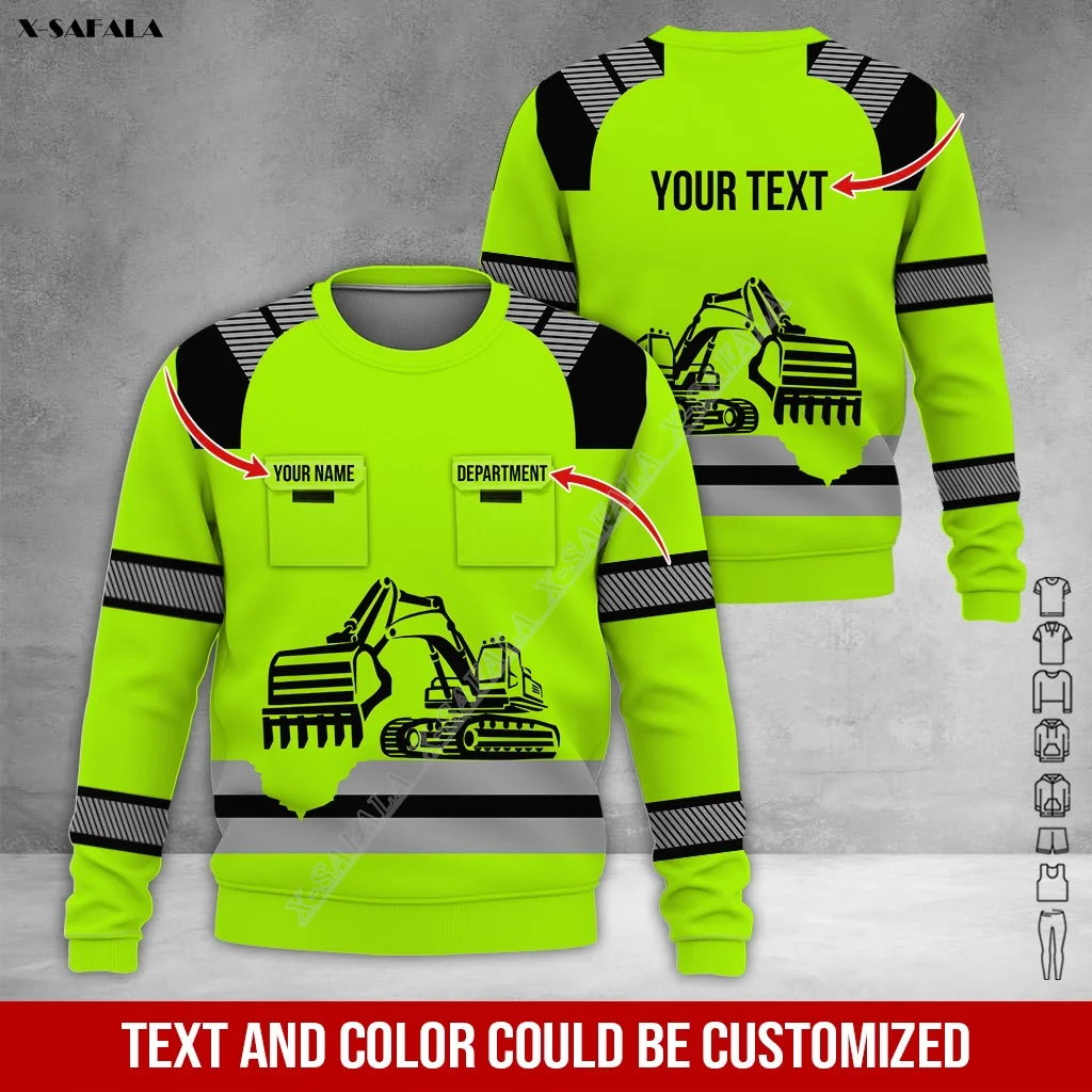 Truck Custom Excavator Equipment Uniform No-Workwear Cotton Thick 3D Print Hoodie Men Pullover Sweatshirt Jersey Tracksuits