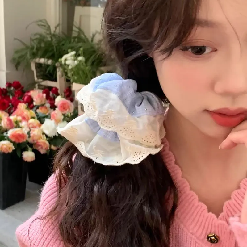 2 Buah Ikat Rambut Renda Lucu Ikat Rambut Wanita Ikat Rambut Ekor Kuda Ikat Kepala Bunga Aksesori Rambut Elegan Kurus untuk Anak Perempuan