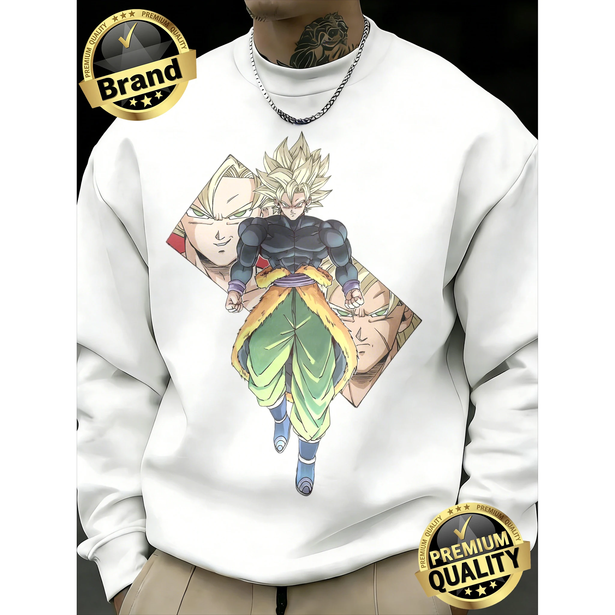 

2026 Fall Dragon Ball Gogeta Super Saiyan Print 100% Cotton Crewneck Sweatshirt, Oversized Fitness Streetwear for Men & Women