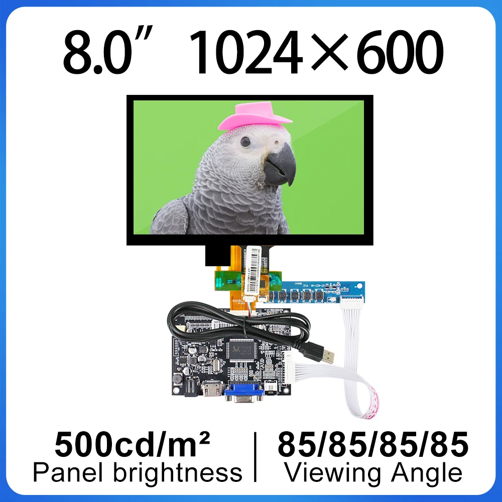 

8.0 Inch LVDS 40P TFT LCD Screen With Touch Panel Controller Board 1024*600 NJ080IA-10D