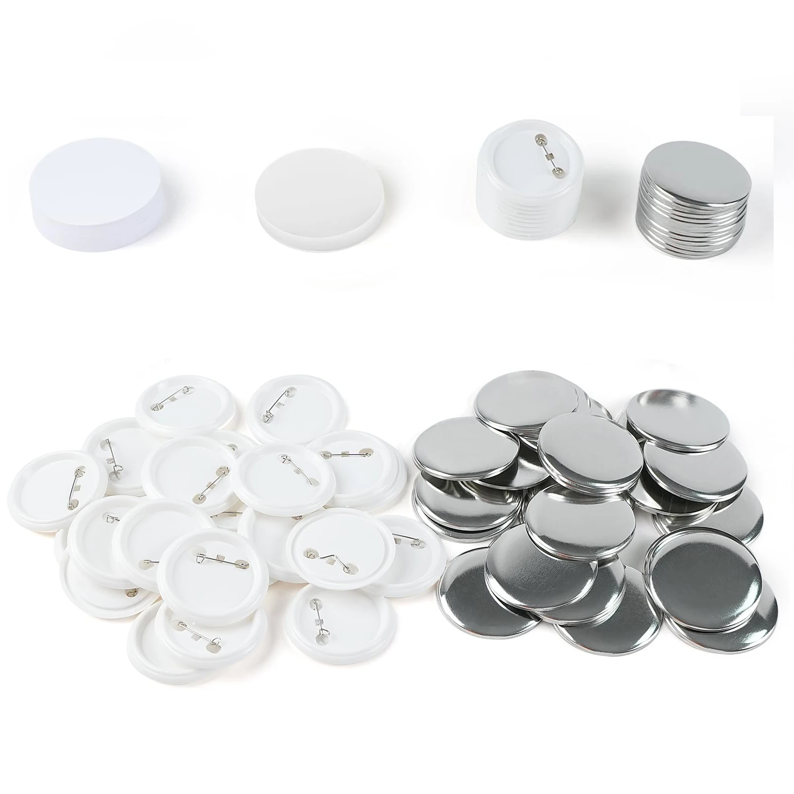 Blank Button Making Supplies 100PCS 25-75mm Round Badge Parts Plastic/Frosted Pin Badge Kit for Button Maker Machine