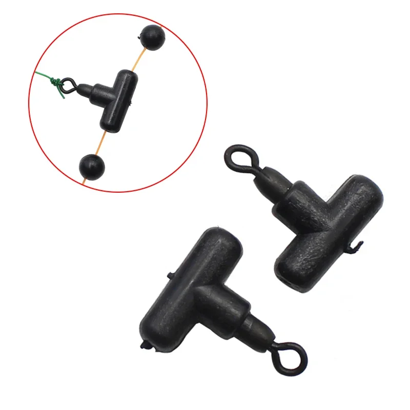 15pcs Carp Fishing T-Swivel Rig Beads Carp Hiar Rig Rings Clip Fishing Line Slider Beads For Carp Fishing Terminal Tackle