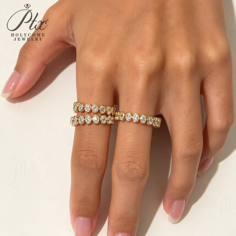 18K Yellow Gold Diamond Ring DEF VS-VVS Oval Cut Wedding Proposal Promise Fine for Lady Charms Daily Wear Holycome Jewelry
