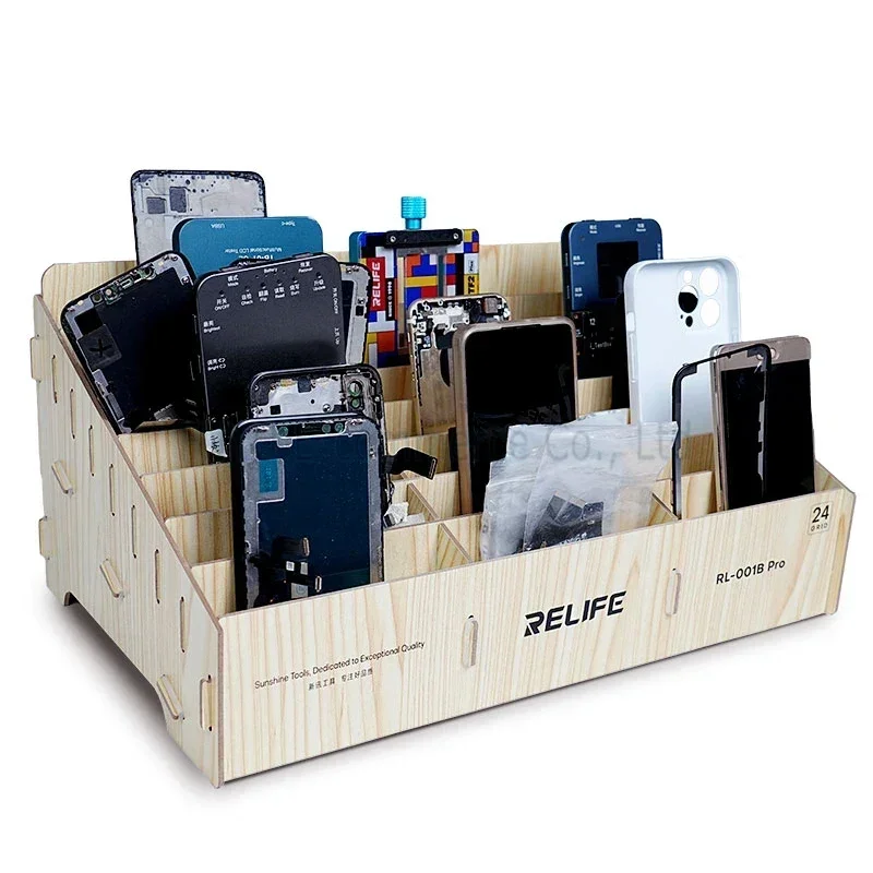 RELIFE RL-001B Pro 24, коробка для управления сотовым телефоном, деревянная перегородка для хранения, регулируемая перегородка в форме лестницы, настольная организация, стойка