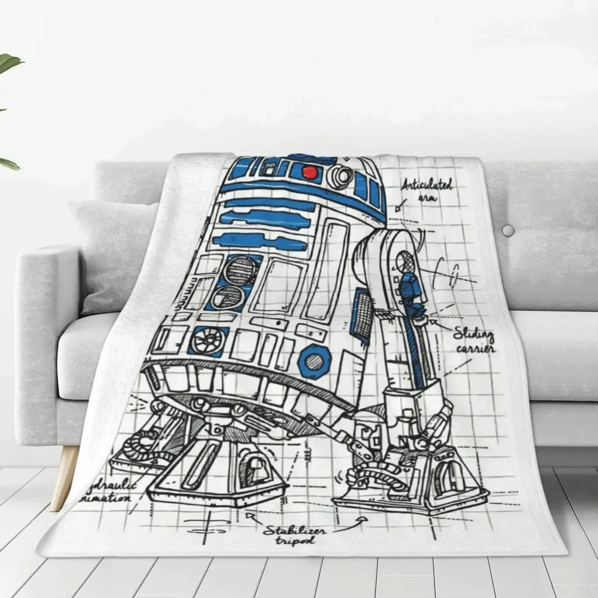 Printed R2D2 Plan Funny Harajuku Blankets Velvet Summer Air Conditioning Warm Throw Blankets for Bed Outdoor Bedspread