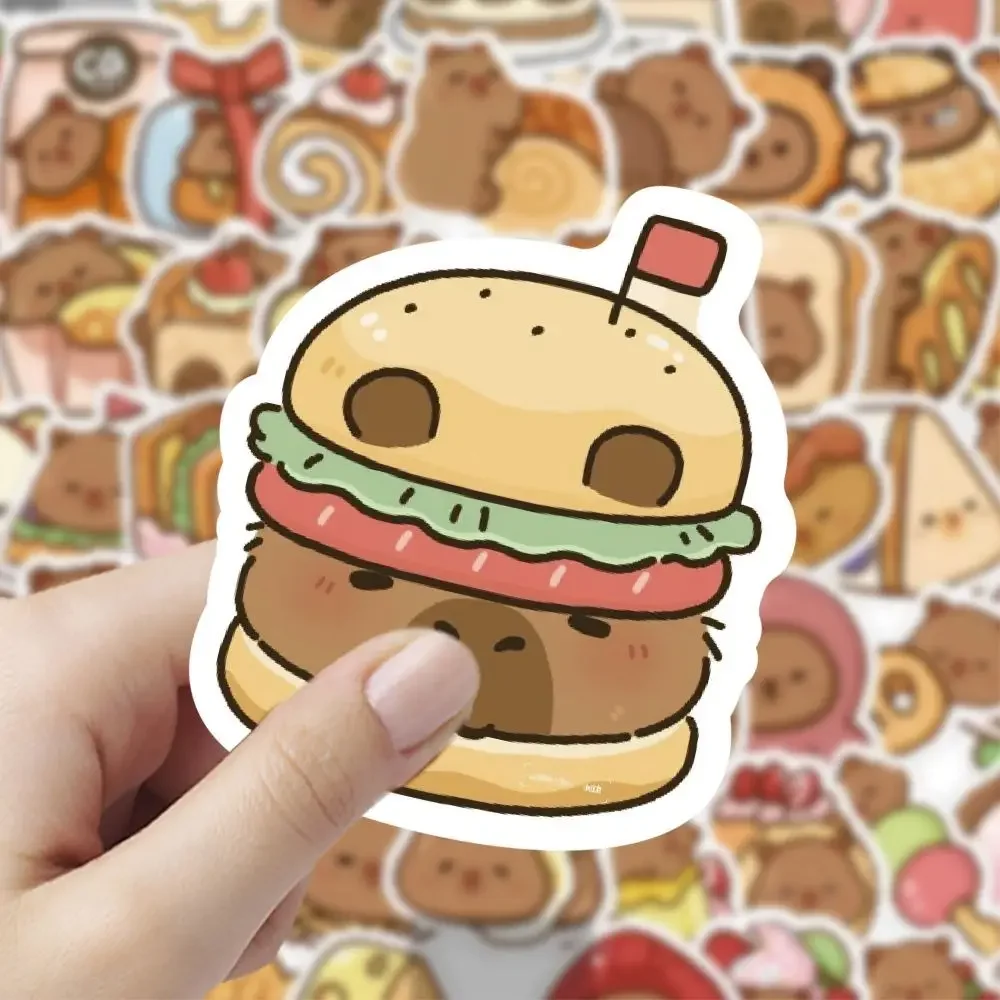 10/30/50Pcs food version kapibara stickers popular cute cartoon waterproof DIY sticker