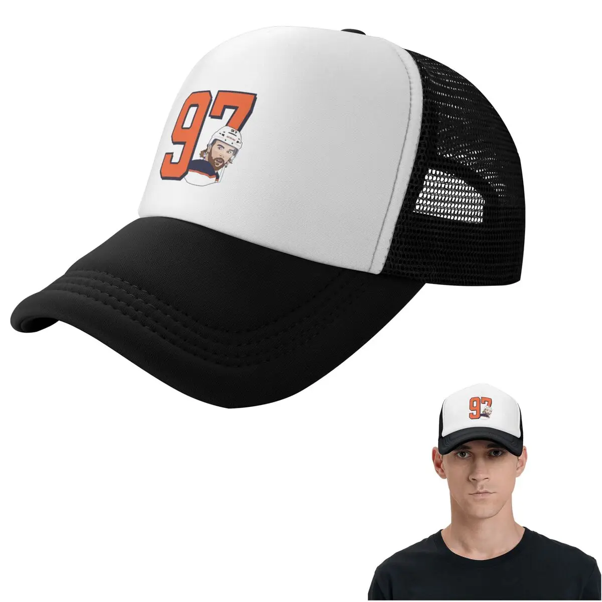 Connor McDavid 97 For Edmonton Oilers Fans (1) Cap Fashion Mesh Baseball Caps Adjustable Hat Hip Hop Summer Unisex Baseball Hats