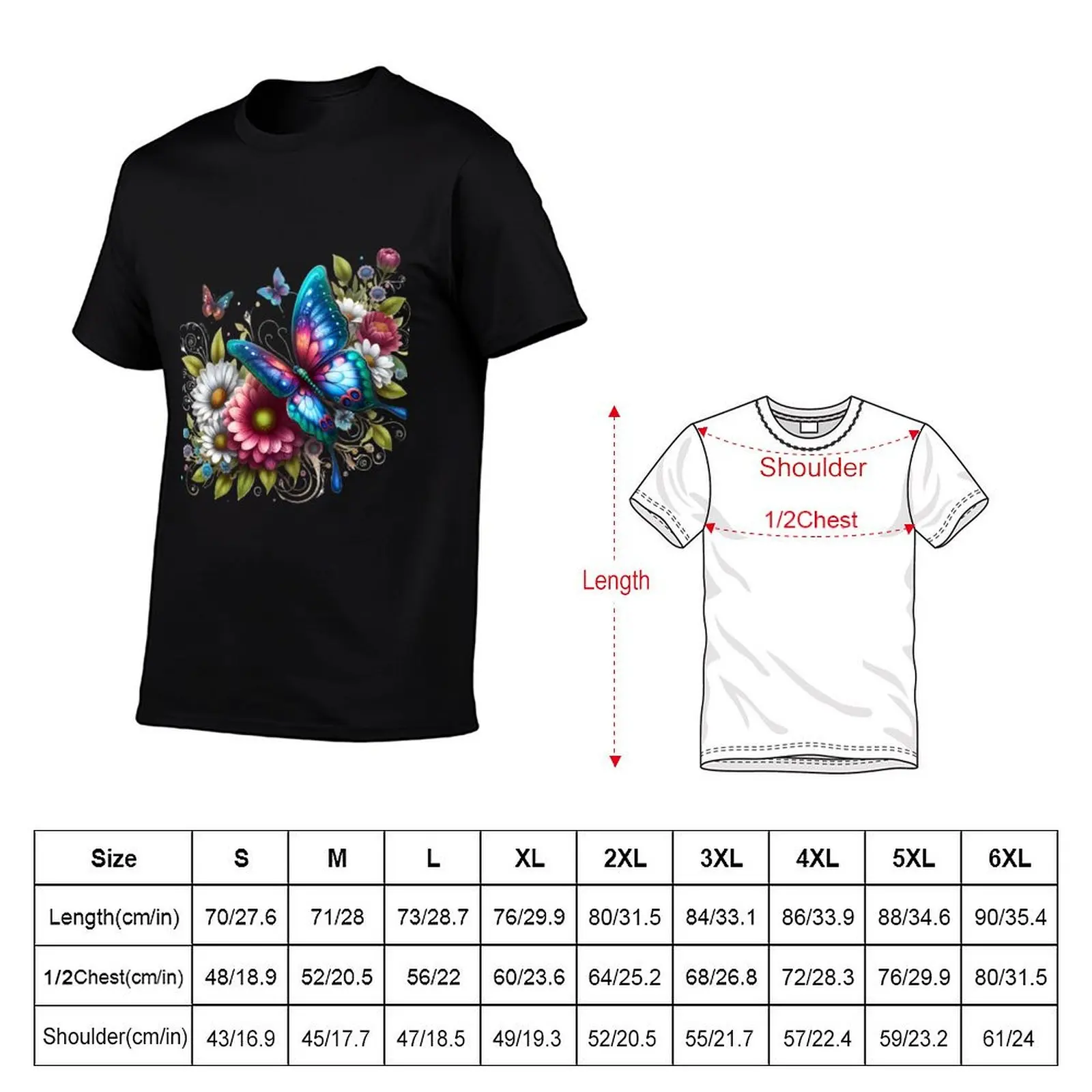 A beautiful butterfly on beautiful flowers T-Shirt graphic t shirt vintage vintage anime shirt mens shirts graphic tee