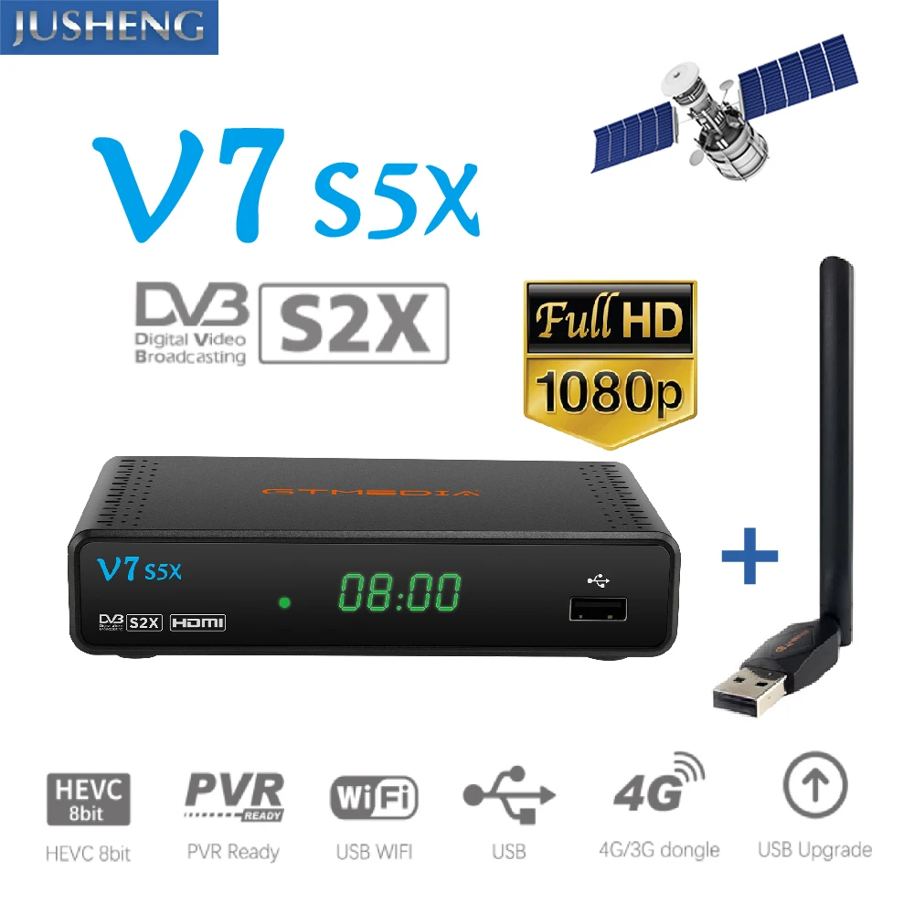 

GTmedia V7 S5X DVB-S S2 S2X Satellite Receiver Support H .265(8bit), AVS+,CCM, ACM, VCM,multi-stream/T2-MI Movie You tu Youporn