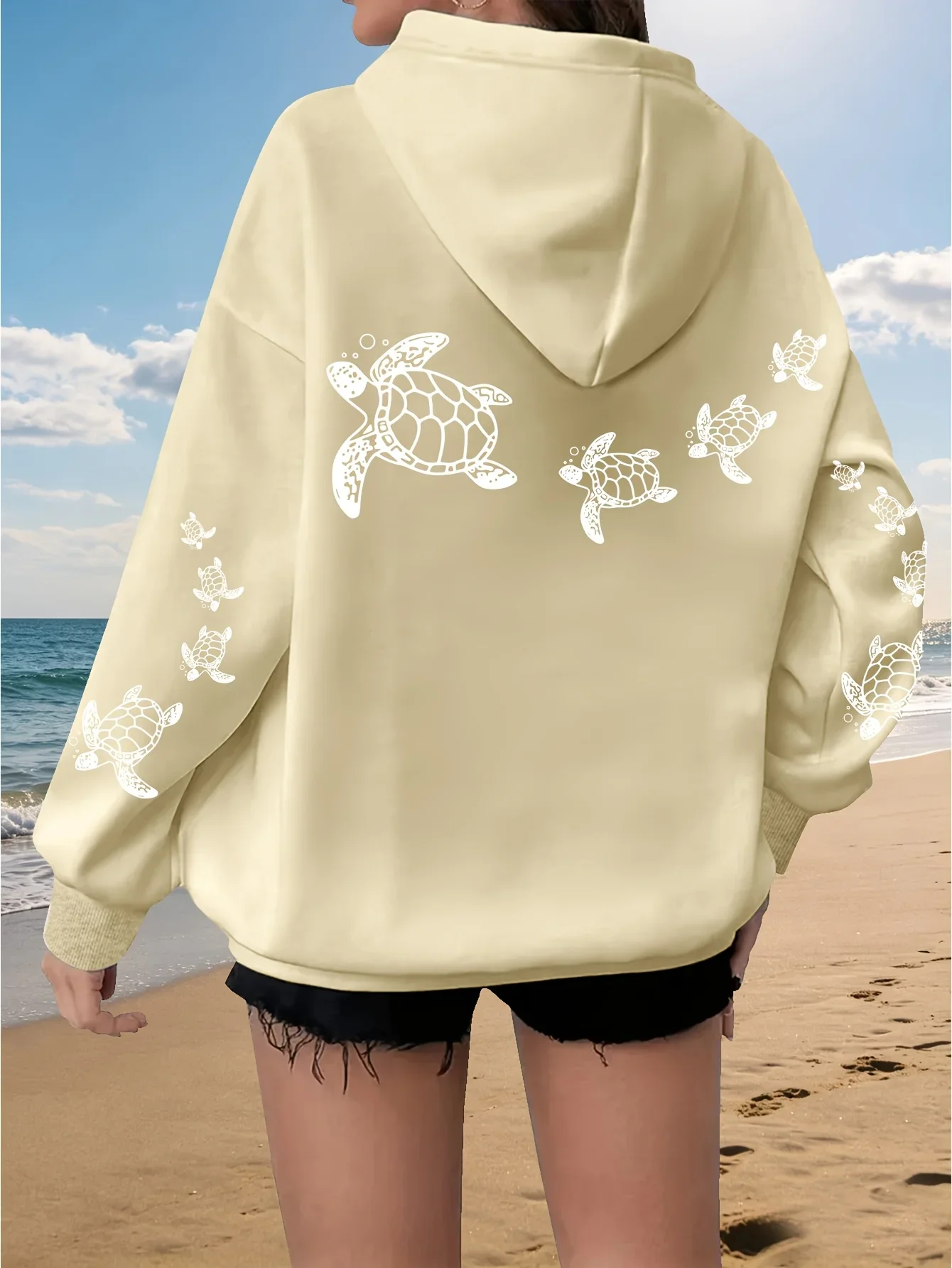 Men's and women's plus size soft fabric turtle print hoodie casual pullover sweatshirt perfect choice for autumn winter seasons